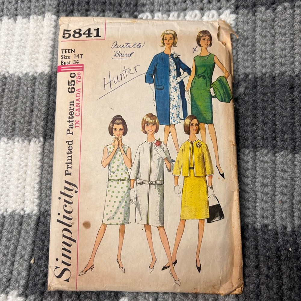 Simplicity Sewing Pattern 5841 14T CUT Vintage 1960s Mod Dress Coat Retro CUT